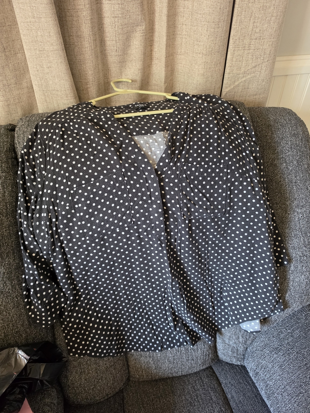 torrid Black and White Polka Dot V-Neck Blouse